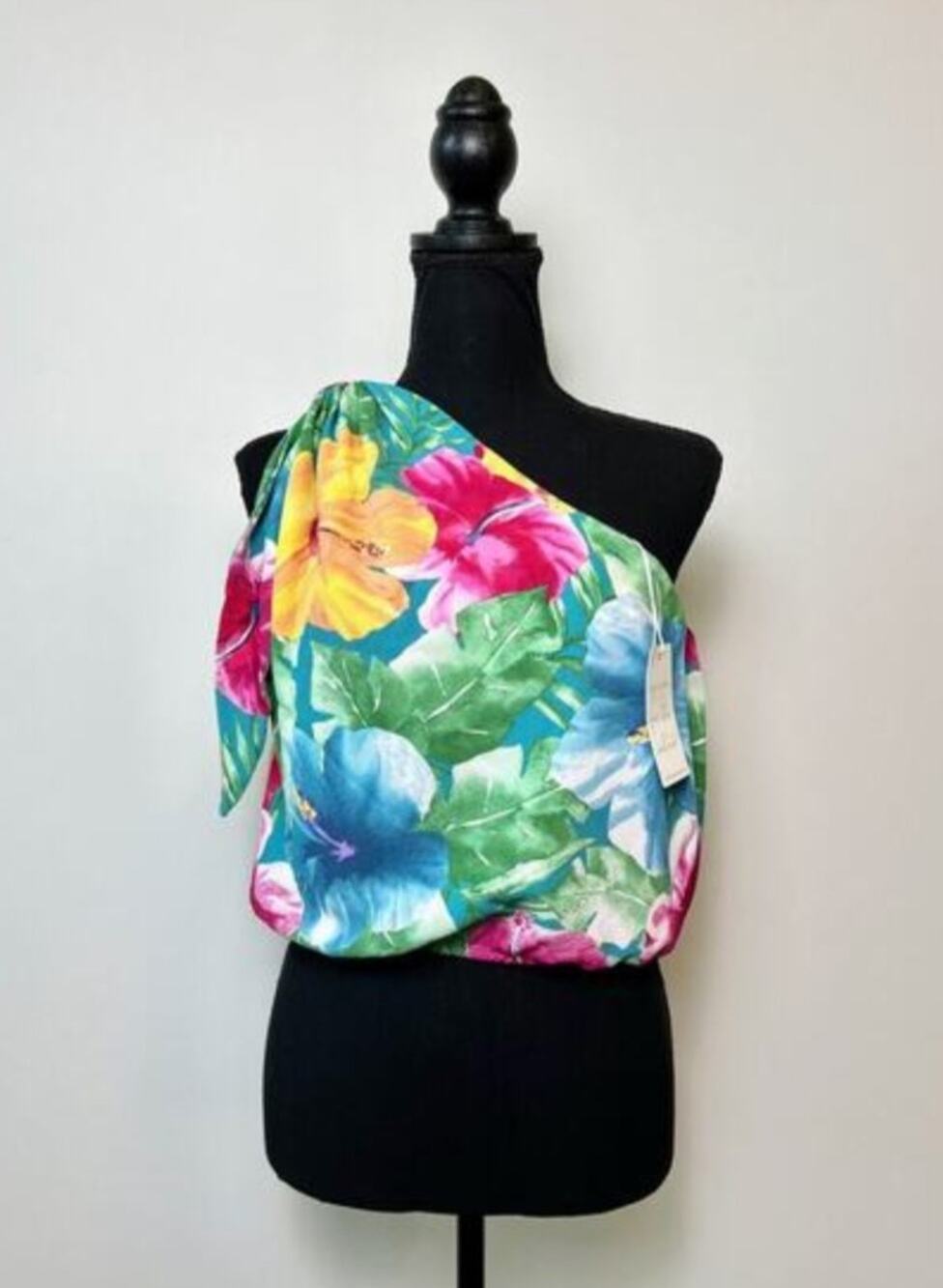 Show Me Your MuMu Heyday Crop Top One Shoulder Floral Sz Small Beachcore Boho